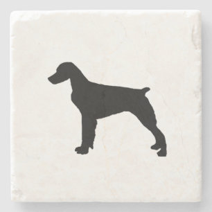 Porta-copo De Pedra O amor da silhueta do Spaniel de Brittany persegue