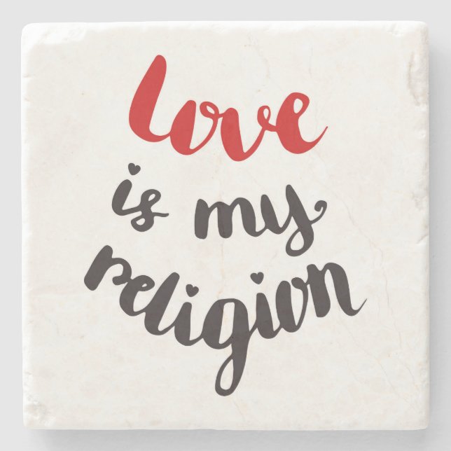 Porta-copo De Pedra O amor é minha religião (Frente)