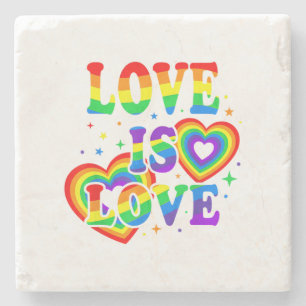 Porta-copo De Pedra O Amor LGBTQ é Amor Orgulho Gay Bandeira do Arco-Í