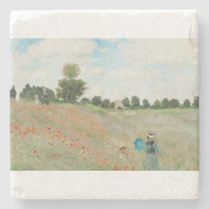 Porta-copo De Pedra O Campo Poppy perto do Argenteuil por Claude Monet