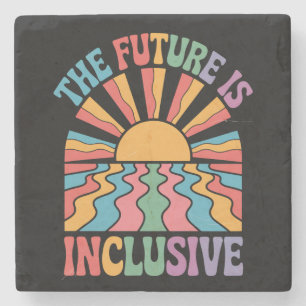 Porta-copo De Pedra O Futuro É Inclusivo LGBTQ Arco-Íris Orgulho Retro