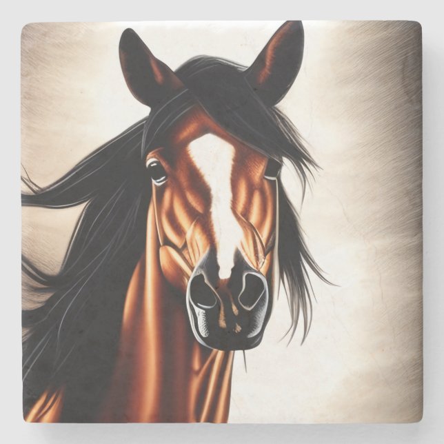 Porta-copo De Pedra O Majestoso Mustang - O Espírito Da Liberdade (Frente)