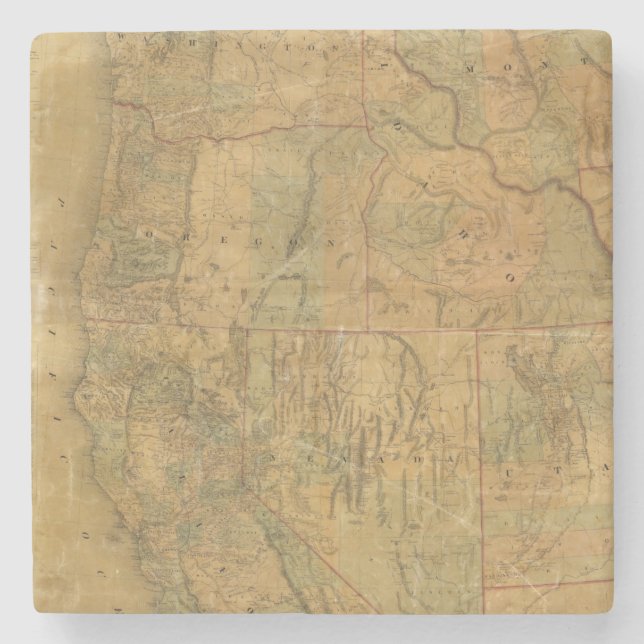 Porta-copo De Pedra O mapa de Bancroft dos estados pacíficos (Frente)