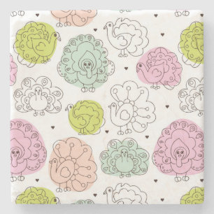 Porta-copo De Pedra o pavão caçoa o vintage do papel de parede