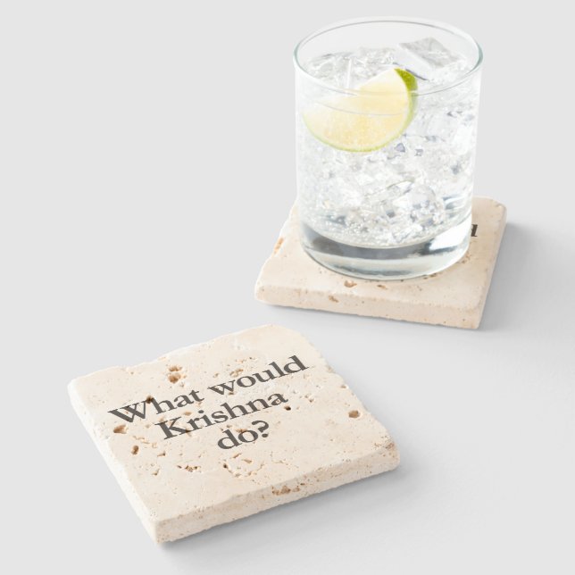 Porta-copo De Pedra o que Krishna faria (Lateral)