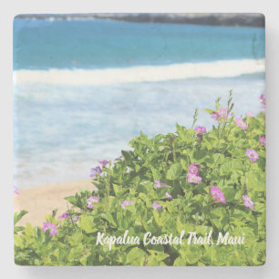 Porta-copo De Pedra O roxo litoral da fuga de Maui floresce a porta