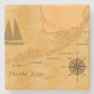 Porta-copo De Pedra O vintage Florida náutico fecha o mapa