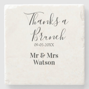 Porta-copo De Pedra Obrigado um brunch pós-casamento nome data simples