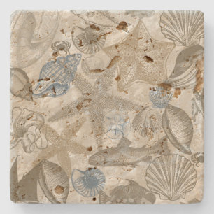 Porta-copo De Pedra Oceano de Conchas Azuis de Praia Castanha