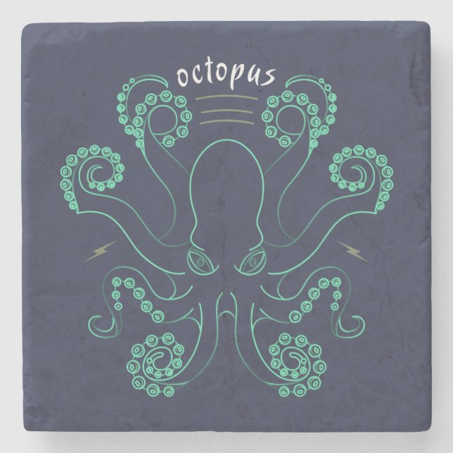 Porta-copo De Pedra Octopus Cephalopod Tentáculos (Frente)