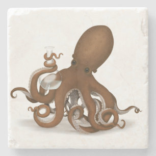Porta-copo De Pedra Octopus Scientist Steampunk Naturalista Whimsical