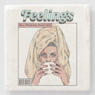 Porta-copo De Pedra Ocupado Pensando Em Meninas