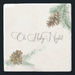 Porta-copo De Pedra Oh Santa Noite Pine Cone e Bough Christmas<br><div class="desc">Oh Santa Noite Pine Cone & Bough Porta copos de Natal.</div>
