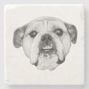 Porta-copo De Pedra Olhar intenso de bulldog em monocromo ousado