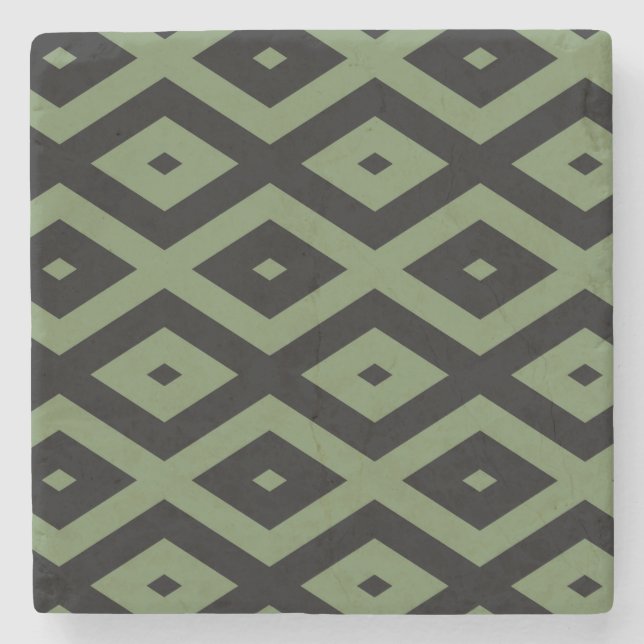 Porta-copo De Pedra Olive green and black diamond pattern (Frente)