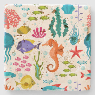 Porta-copo De Pedra Óptica colorida da vida tropical