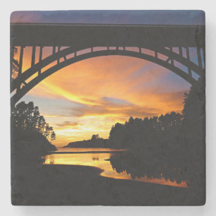Porta-copo De Pedra Orange California Costeira Sunset Sob Ponte