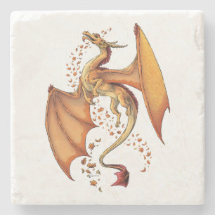 Porta-copo De Pedra Orange Dragon of Autumn Nature Fantasy Art