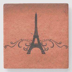 Porta-copo De Pedra Orange Vintage French Flourish