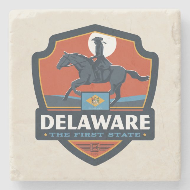 Porta-copo De Pedra Orgulho de Estado| Delaware (Frente)