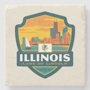 Porta-copo De Pedra Orgulho de Estado Illinois