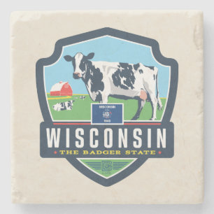 Porta-copo De Pedra Orgulho Wisconsin 2 do estado