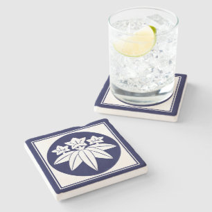 Porta-copo De Pedra Oriental Blue Kamakura Minamoto Japão Mon Art