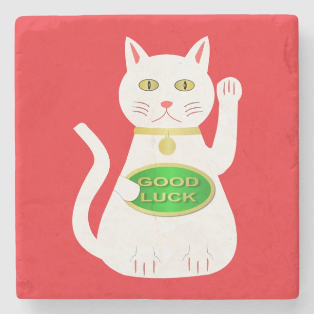 Porta-copo De Pedra Oriental Lucky Cat (Frente)