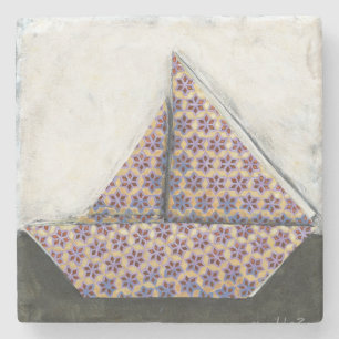 Porta-copo De Pedra Origami Sailboat no papel Star Design