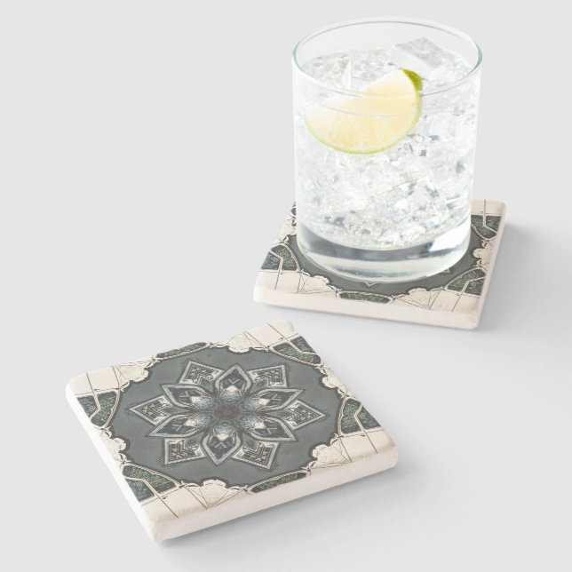 Porta-copo De Pedra Ornamentado Mandala (Lateral)