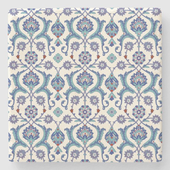 Porta-copo De Pedra Ornamento Floral: Padrão Árabe Tradicional. (Frente)