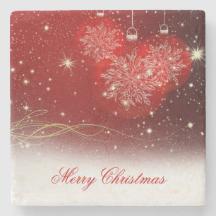 Porta-copo De Pedra Ornamentos festivos de flocos de neve "Feliz Natal