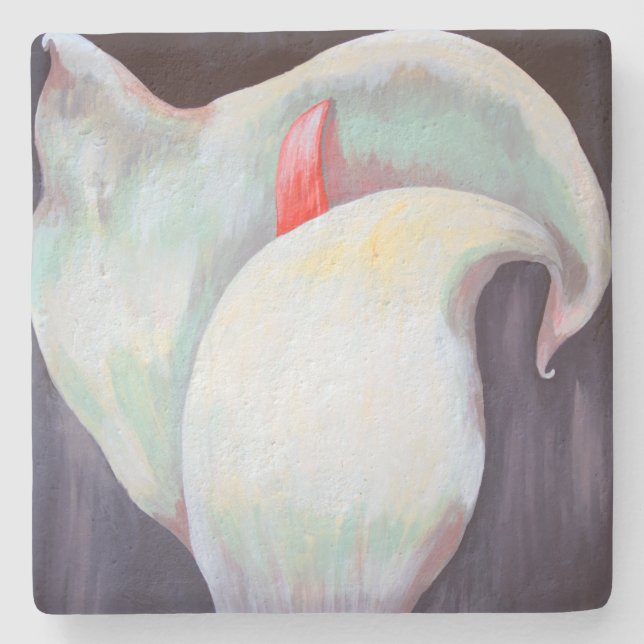 Porta-copo De Pedra Orquídea Branca De Ivory Com Matizes Lilás (Frente)