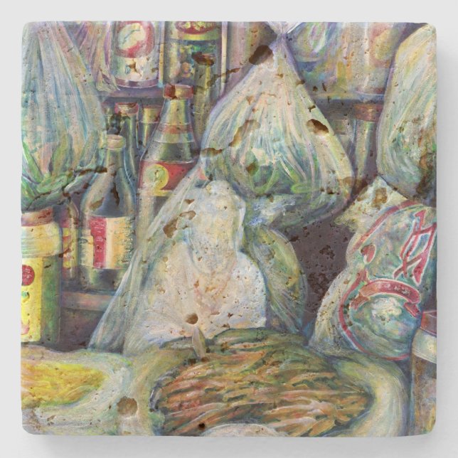 Porta-copo De Pedra Os aromas secos por sol de Singapura (Frente)