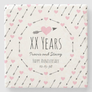 Porta-copo De Pedra Os corações e as setas personalizaram o