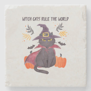 Porta-copo De Pedra Os Gatos de Bruxas Governam O Mundo