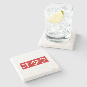 Porta-copo De Pedra OTAKU 8 Bits Pixel Japonês Katakana BLOCK
