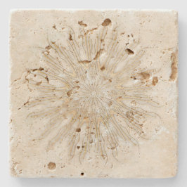 Porta-copo De Pedra Ouro branco de sunburst mandala estilo orgânico