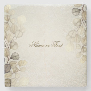 Porta-copo De Pedra Ouro de Aquarelas do Partido Eucalyptus Foliage Sh