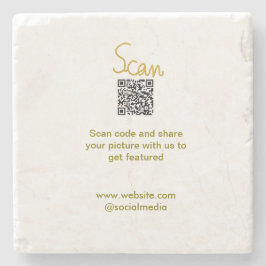 Porta-copo De Pedra Ouro Scan QR code glitter elegante calligr simples