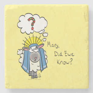 Porta-copo De Pedra Ovelha Engraçada de Natal Cristã