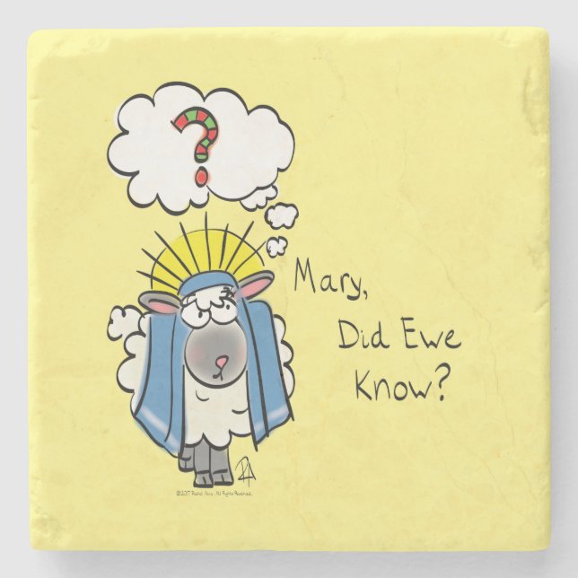 Porta-copo De Pedra Ovelha Engraçada de Natal Cristã (Frente)