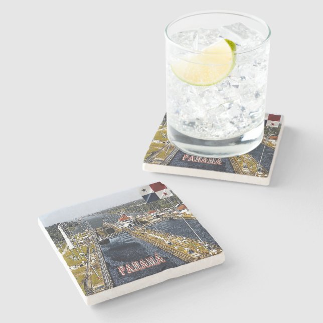 Porta-copo De Pedra PA0003 America - Panamá - Canal Locks - panorâmica (Lateral)