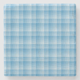 Porta-copo De Pedra Padrão Abstrato Xadrez Branco Azul