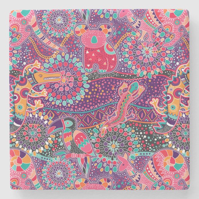 Porta-copo De Pedra Padrão Animal do Estilo Étnico (Frente)