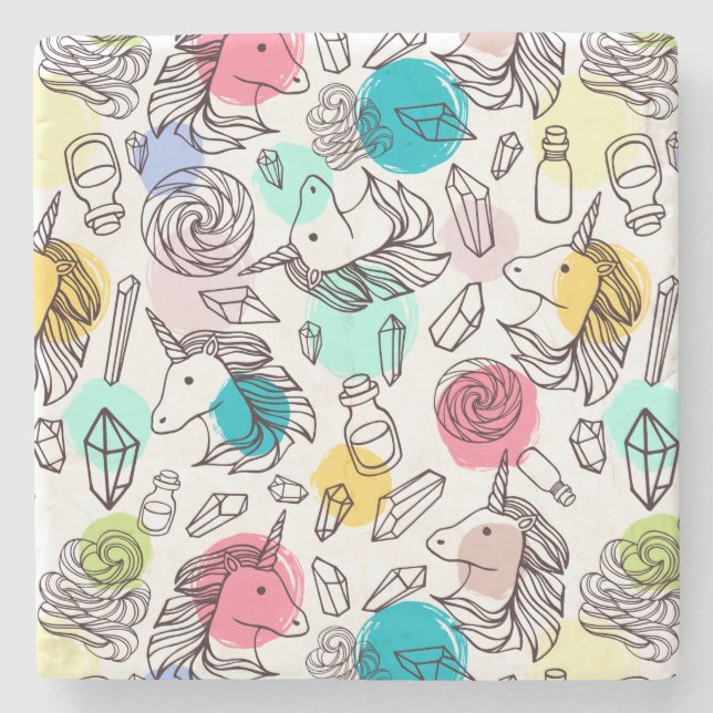 Porta-copo De Pedra Padrão Bonito de Unicórnio (Frente)