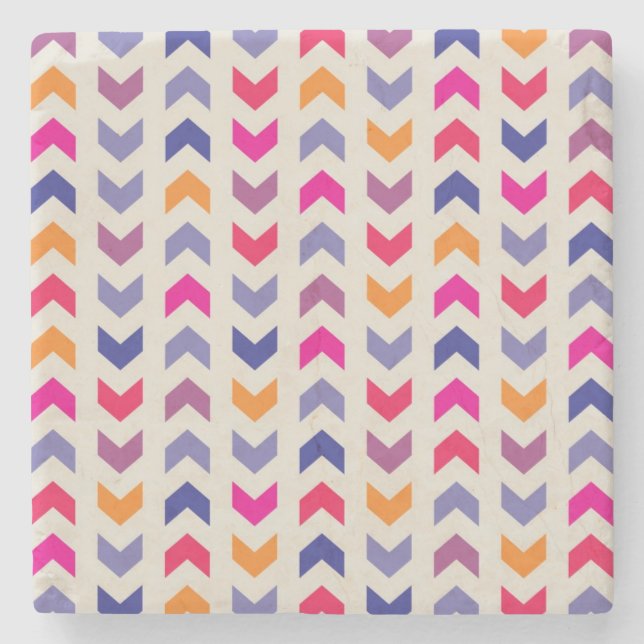 Porta-copo De Pedra Padrão colorido Aztec Chevron (Frente)