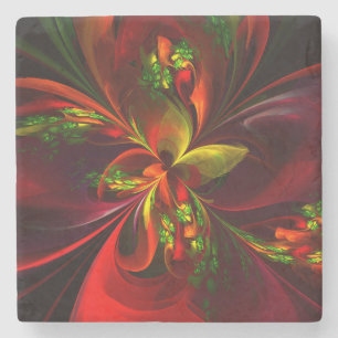 Porta-copo De Pedra Padrão de Abstrato Floral Verde Moderno #05