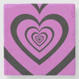 Porta-copo De Pedra Padrão de Amor do Coração Hipnótico Roxo Negro