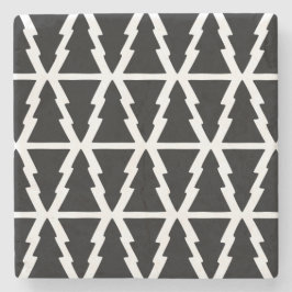 Porta-copo De Pedra Padrão de árvore de Natal preto e branco minimalis